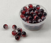 Crackle Style Acrylic Beads 8x7 MM (25 GMs, 80+ Pieces) Hole Size 1.75 MM Red & Black Round For Jewellery Making DIY Arts Crafts